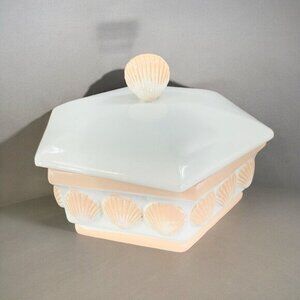 Vintage Rosenthal Netter Hexagonal Seashell Container Jar With Lid Made in Italy